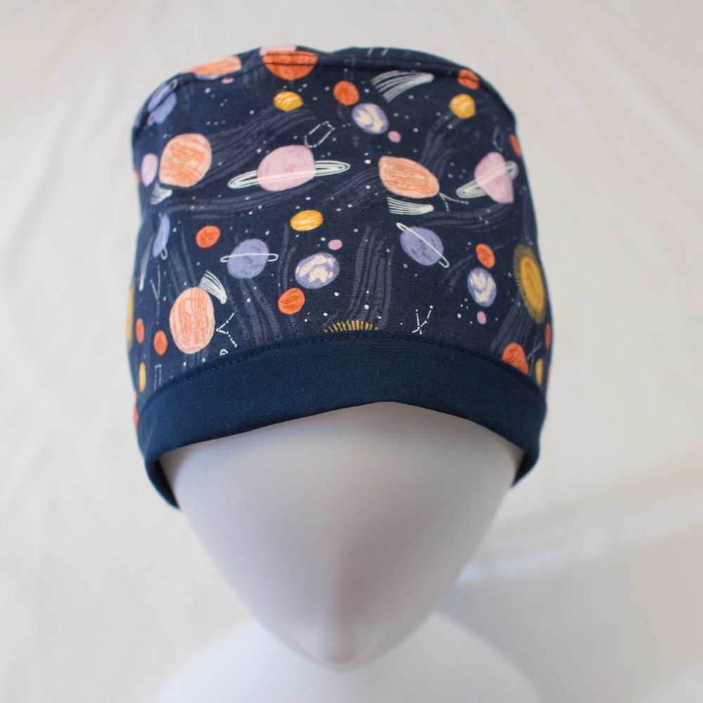 Planets & Space Print Surgical Scrub Cap Dentist Chemo Hat